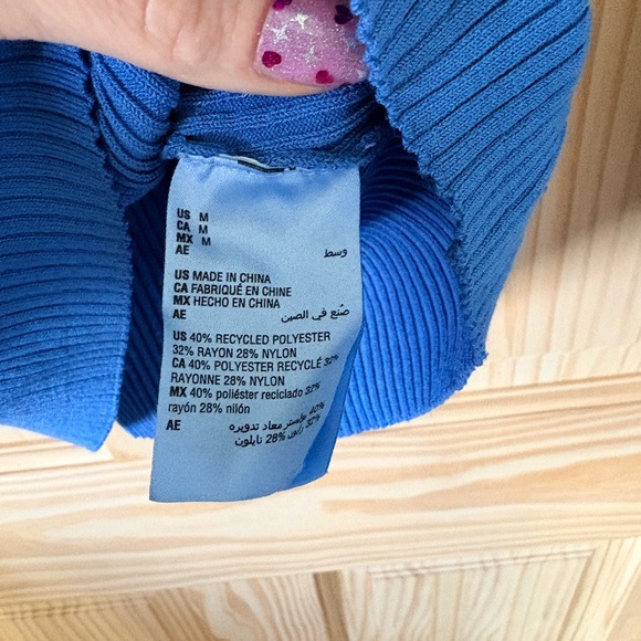 INC International Concepts Blue Ribbed Long Sleeve Top - Picture 3 of 4